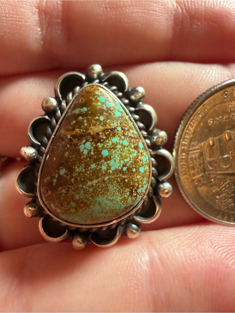 Navajo handmade by Frida Martinez Size 8 Mine 8 turquoise Ring Native American